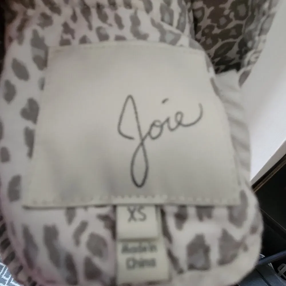 XS Joie leopard print white and gray hooded jacket